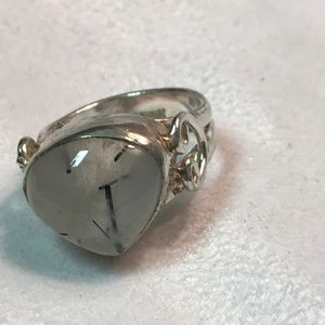 Tourmalinated Quartz and silver ring